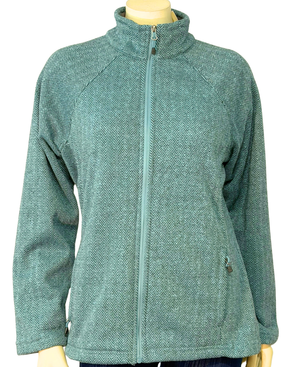 Stillwater Supply Co Sz M Teal Zip Fleece Jacket Herringbone Knit Outdoor Casual